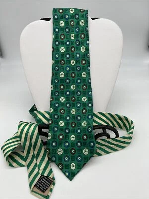 $39.95 • Buy VTG 90's VERSACE V2 NECK TIE GREEN MULTI COLOR MODERN DESIGNER -100% Seta-Silk