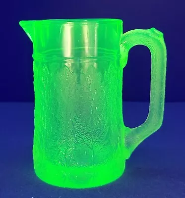 Antique  Vaseline Glass  Cream Pitcher C. 1885 Pittsburg Pa • $69.50