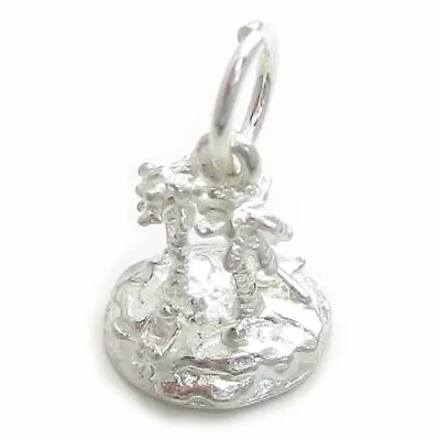 Palm Trees On Desert Island Small Sterling Silver Charm .925 X 1 • £11.99