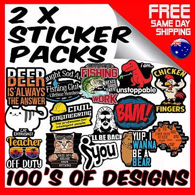 2 X Funny Stickers - Car Bumper Window Caravan Truck Ute Laptop Sticker • $5.49