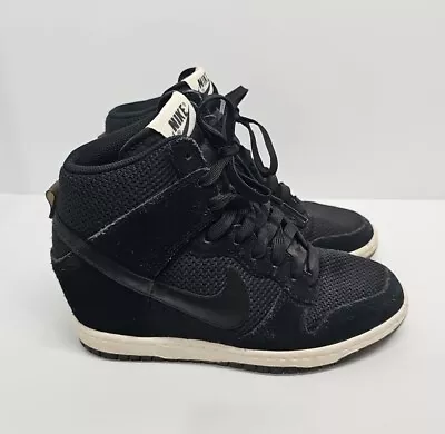 Nike Dunk Sky Hi Hidden Wedge Black Suede US6 EU36.5 23cm • $49.95