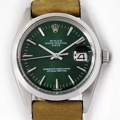 Rolex Oyster Perpetual Automatic Sunburst Green Vintage Steel Watch Ref 1500 • $3599