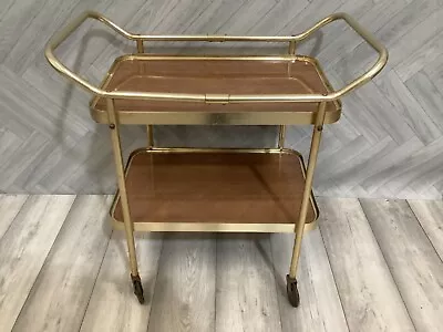 Vintage Tea Drinks Trolley Bar Cart Retro Butterfly Style Gold Rim Wheels Z226 • £25