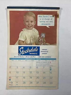 1972 Stocksdale Markets London Ohio Urbana Marysville Vintage Babies Calendar • £19.26