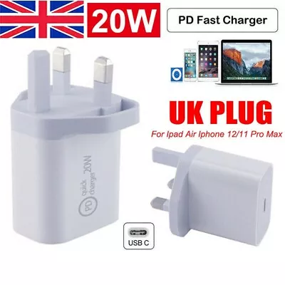 PD 20W UK Plug USB-C Type C Fast Wall Charger Adapter For IPad IPhone 13 Pro Max • £5.99