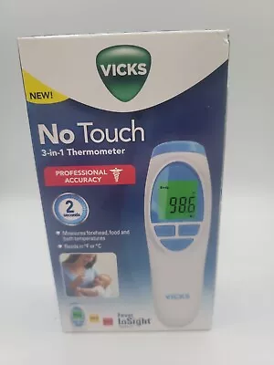 VICKS No-Touch 3 In 1 VNT200US Thermometer Measures Forehead Food And Bath NEW • $8.96