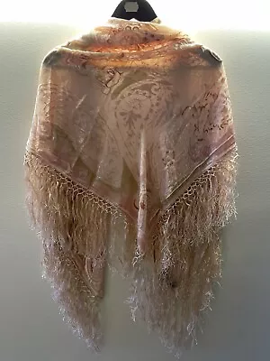 Luxury XXL Passigatti Silk Viscose Velvet Scarf Fringe Nude Pink Seide Tuch Samt • $17