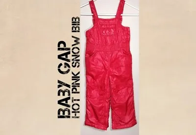 Gap Hot Pink Snow Bib Toddler 3T EUC Overalls Gorpcore Winterwear Utility Cozy • $11.89