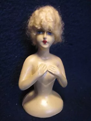 Vintage 5-1/2  Chalkware Marie Antoinette Style Half Doll W/hair KG 1925 • $38