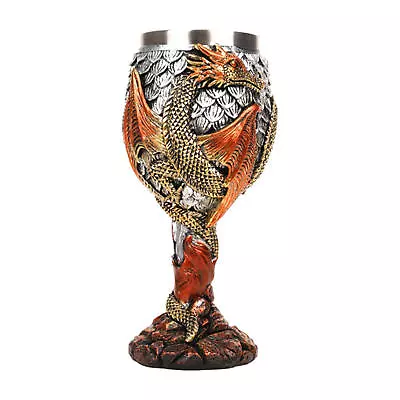 Dragon Wine Goblet Stainless Steel Drinking Cup Medieval Dragons Wine Chalice • $43.23