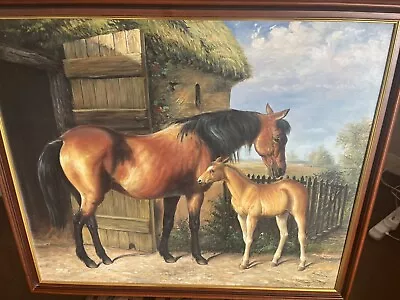 Horse And Foal Farmyard Original Oil Painting. Reasonable Distance Can Deliver • £50