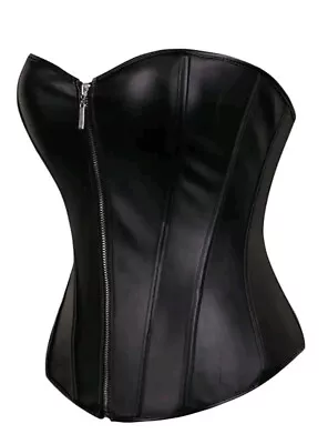 Women's PU Boned Zip Front Corset Size Large Brand New • £11.99