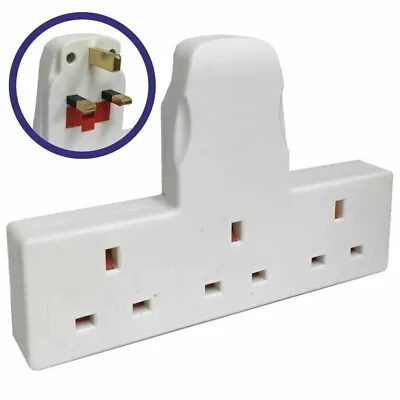 3 Way Gang Main Adaptor Extension Power Socket Multi UK Plug 13A • £6.49