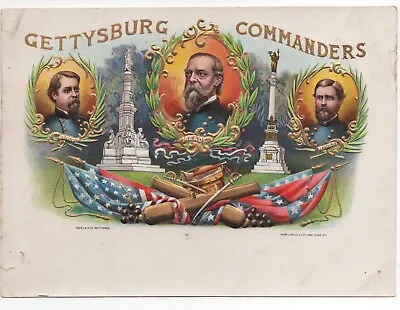  Beautiful 1890s Embossed Gettysburg Commanders Cigar Label Civil War   • $33.74
