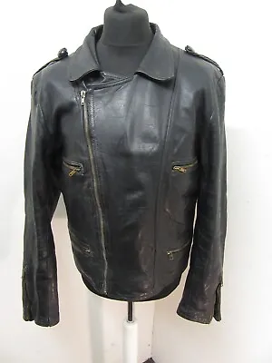 Vintage 70's German Leather Perfecto Motorcycle Jacket Size M • £69