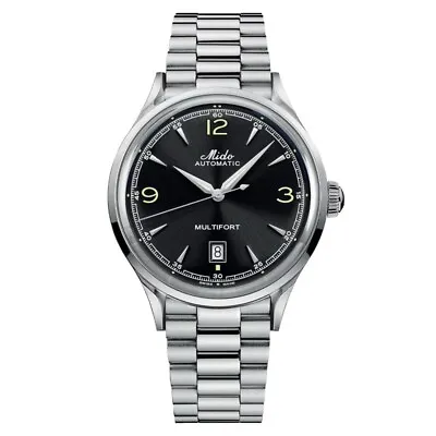 New Mido Multifort Powerwind Black Dial Steel Men's Watch M0404071105700 • $832