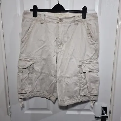 Abercrombie & Fitch Shorts W36 Cream Utility Cargo Heavy Cotton Beckham Mens • £39.11