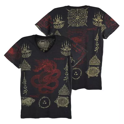 WORK Muay Thai Tattoo T-Shirt Men Serpent Naga Yantra Sak Yant Talisman MMA WK18 • $21.99