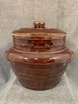 Vintage Marcrest Oven Proof Stoneware Bean Pot Daisy Dot Bowl W/ Lid Please Read • $22.50