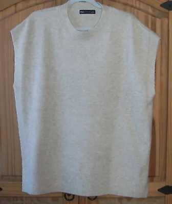 Ladies M & S Top. Size L. Sleeveless. Large. Oatmeal. Straight. Vents At Hem. • £16