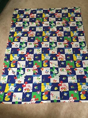 VTG Disney HUGE Mickey Mouse Cotton Flat Sheet 86x64 Crazy Color Pattern Rare • $39.99