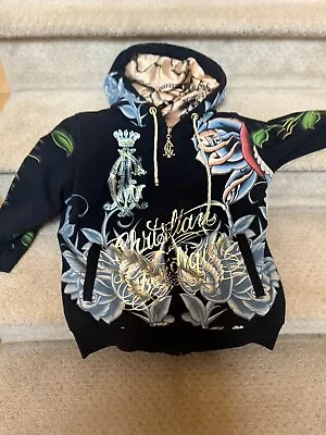 Ed Hardy By Christian Audigier Women’s Hooded Jacket Rhinestone Large Hoodie • £95.55