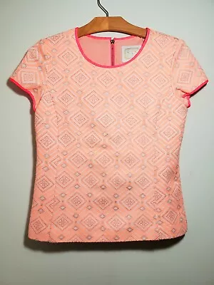 Sail To Sable STS Women's XXS Neon Melon Woven Jacquard Short Sleeve Diamond Top • $15