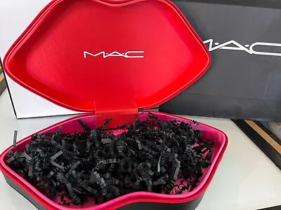 MAC LIP SHAPED LARGE STORAGE CASE MAKE-UP Travel Bag Faux Leather-NEW CASE EMPTY • $26.99