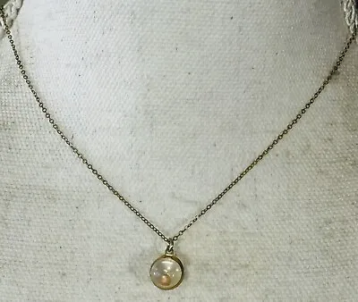Vintage Gold Tone Clear Lucite Mustard Seed Pendant Necklace 15-3/8” Faith • $24