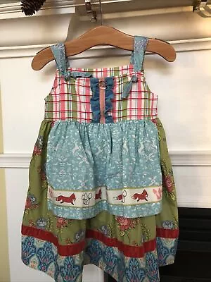 Matilda Jane Apron Knot Dress 4 Good Cheer Secret Fields Fox Christmas • $24