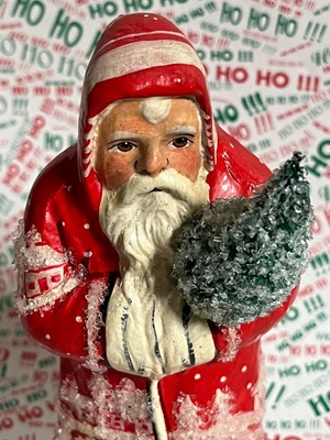 $160 • Buy VAILLANCOURT Red Robe Santa W/Painted Church House Tree Mica 2010 # 10- 4.5  T
