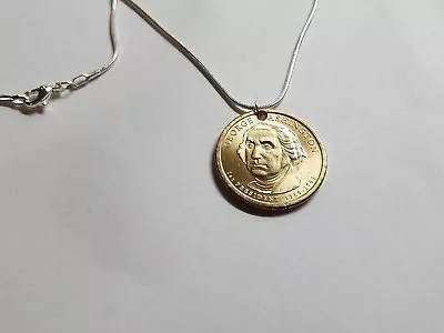 $19.47 • Buy George Washington Presidential Dollar Coin Necklace W/Sterling Silver Chain. New
