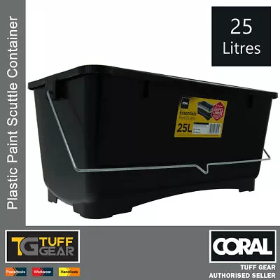 25L Coral Plastic Paint Scuttle Container Metal Handle Paints & Paste 25 Litre • £12.99