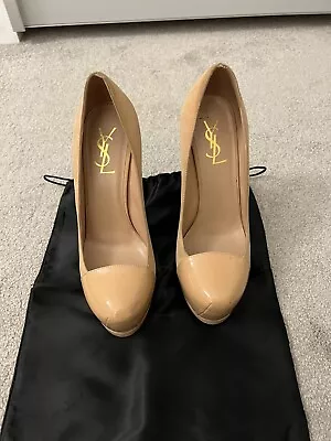 Yves Saint Laurent Nude Suede Patent Leather Tribute Two Heels. • £80