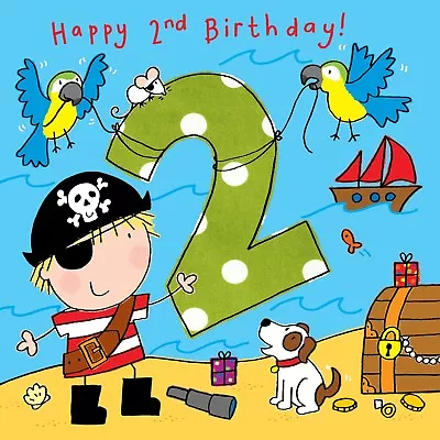 2 Year Old Card - Age 2 Card - 2nd Birthday Card For Boy -Boy Age 2 Card -Pirate • £3.99