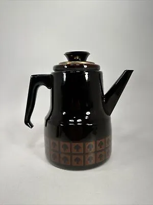 Vintage West Bend Coffee Pot Le Provencal Brown Black Spades Mushrooms Spain • $17.98