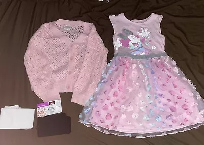 6T Girls Minnie Mouse Dress! With Sweater & 2 New Tights! • $20