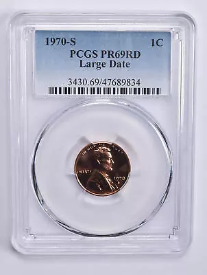 PR69 RD 1970-S Large Date Lincoln Memorial Cent PCGS Blue Label • $39.95