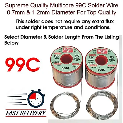 £3.89 • Buy Supreme Quality Multicore 99C Solder Wire 0.7mm & 1.2mm Diameter For Top Quality