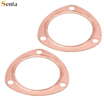 2 PCS 3  Copper Header Exhaust Collector Gaskets Flanges Universal 3 Bolt • $8.99