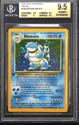 1999 Pokemon Italian Base Set 2 Blastoise Holo Rare Pokemon TCG Card BGS 9.5 • $6000