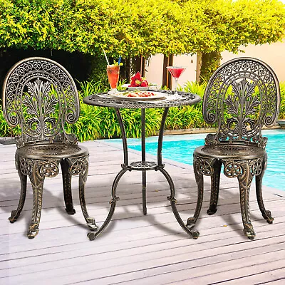 Livsip Outdoor Furniture Bistro Set 3pcs Chair Table Cast Aluminium Patio Garden • $179.91