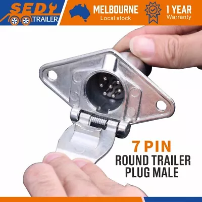 Trailer Plug 7 Pin Round Plug Male Slim Metal Caravan Trailer Part Boat • $11.99