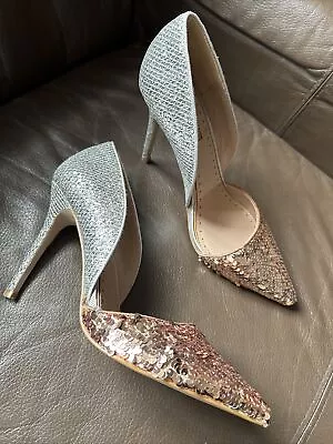 Miss KG Glitter Sequin Gold Silver Stiletto Heel Size 6 (39) Party Wedding • £14.99