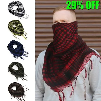Plaid Men Women Arab Head Scarf Wrap Arafat Keffiyeh Checkered Neck Shawl Hijab • £4.08
