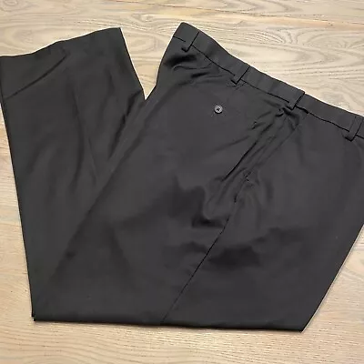 Haggar Cool 18 Pro Classic Fit Black Pants Mens 48x32 Flat Front Comfort Stretch • $24.95