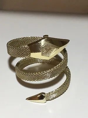 Vintage Medana Xtensa Snake Shape Goldtone Swiss Hand Wind Mechanical Watch • $60