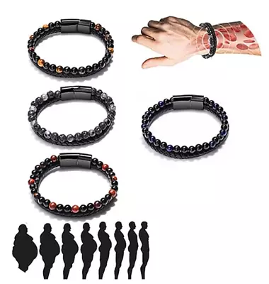 4Pcs Natural Agate Stone Leather Beaded Bracelet Natural Agate Stone Bracelet • $18.99