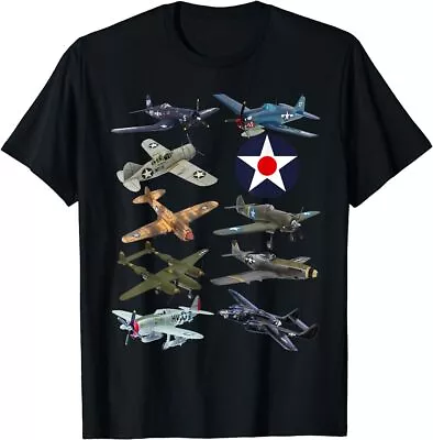 WW2 American Fighters F4U Corsair P-51 Mustang P-40 Warhawk T-Shirt • $22.55