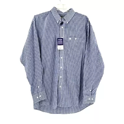 Wrangler Western Gingham Shirt Men's XL Tall Blue Long Sleeve Button Down New • $24.99